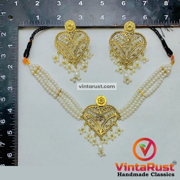 Unique Jewelry Set White Pearls Beaded Choker Necklace With Earrings Jewelry Set - Picture 10 of 10